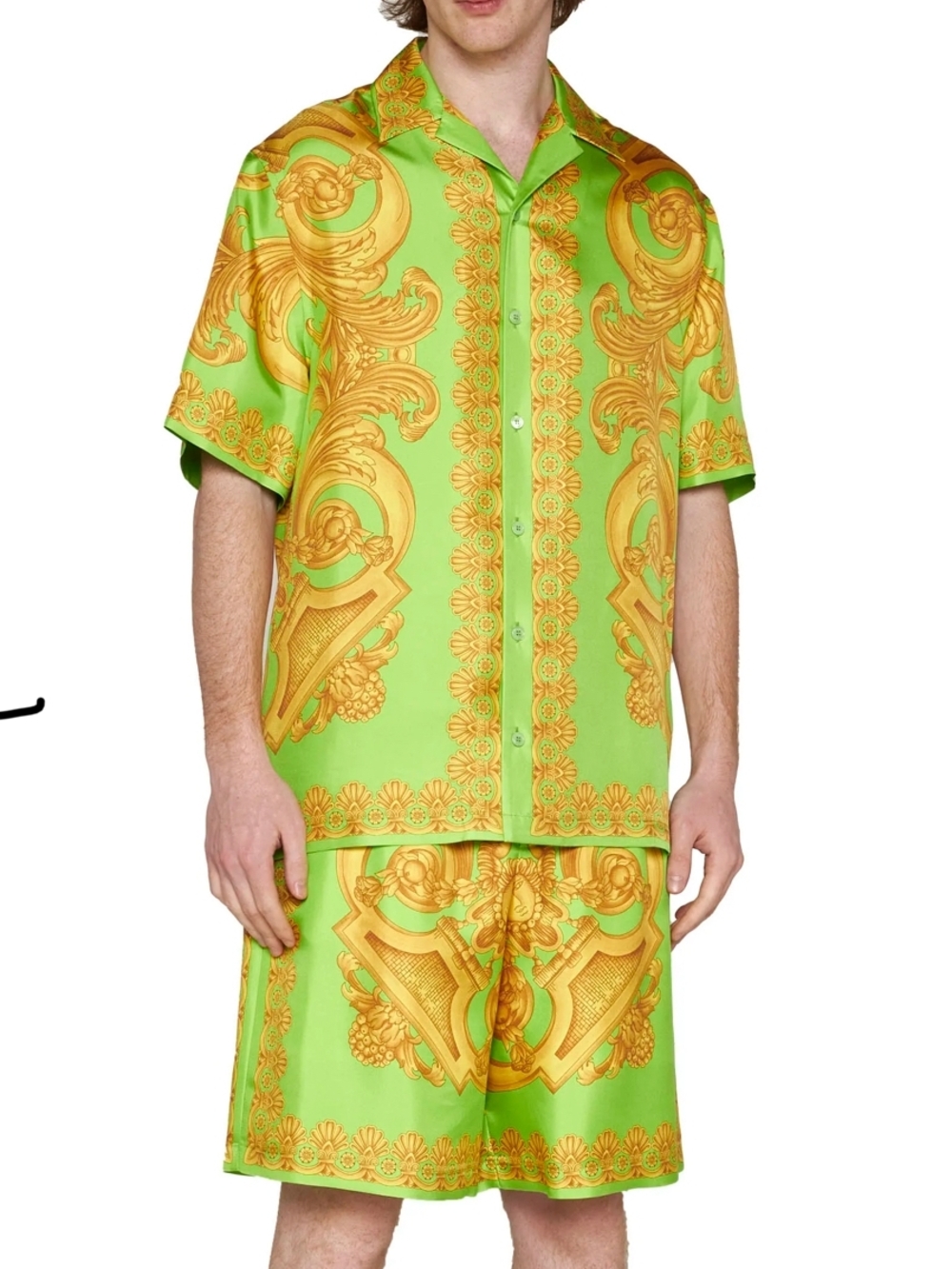 Versace Mens Silk Baroque Shirt & Shorts Set Authentic